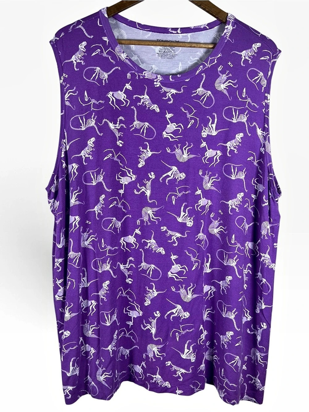 TomboyX Dinosaur Skeleton Modal Tank Top 3X Gender Inclusive Purple Stretch